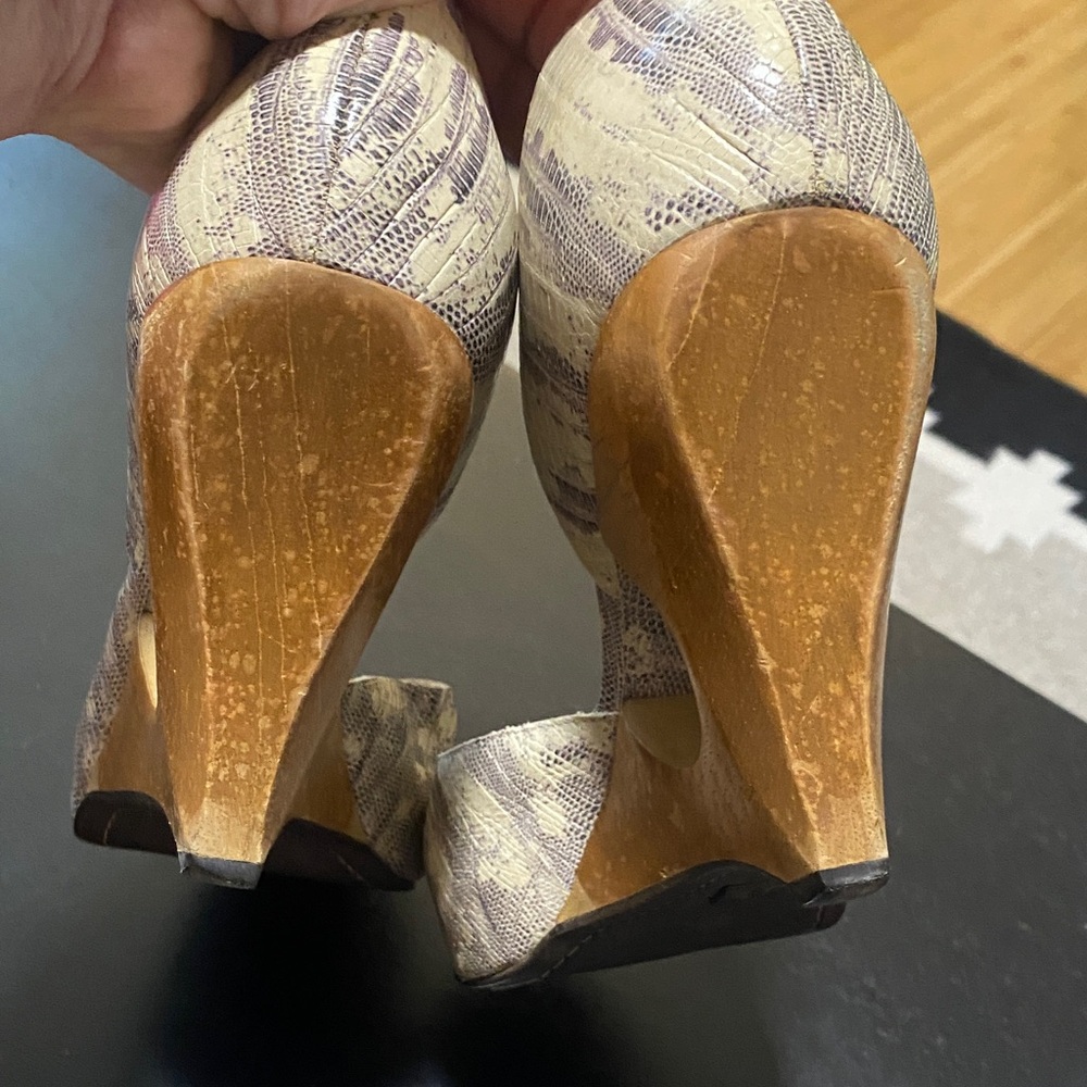 Schuler and Sons for Anthropologie Snakeskin Cutout Wedge Heels - Picture 6 of 12